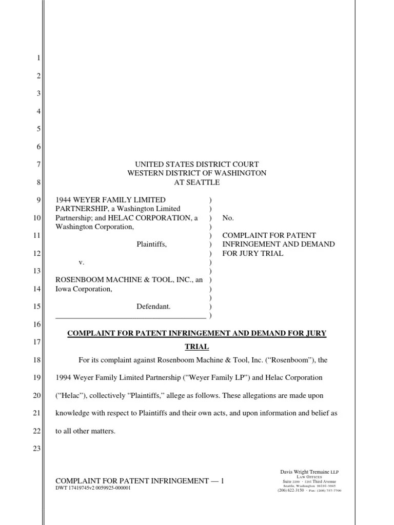 1994 Weyer Family Limited Partnership Et. Al. v. Rosenboom Machine