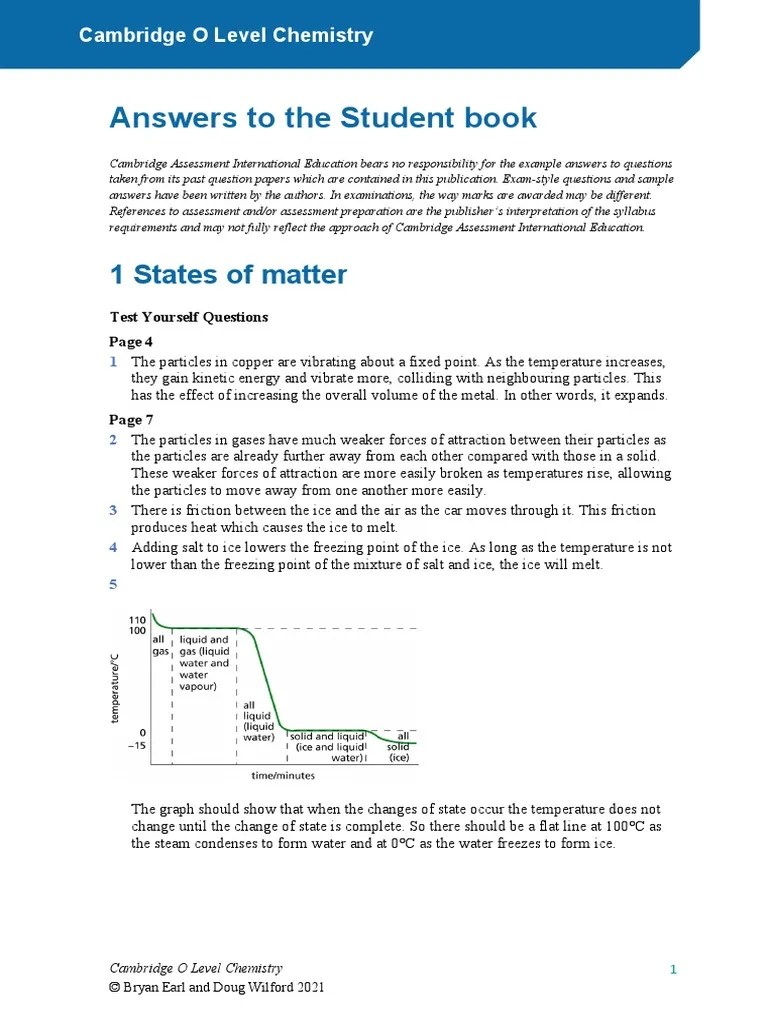 Cambridge O Level Chemistry Answers | PDF | Redox | Ionic Bonding