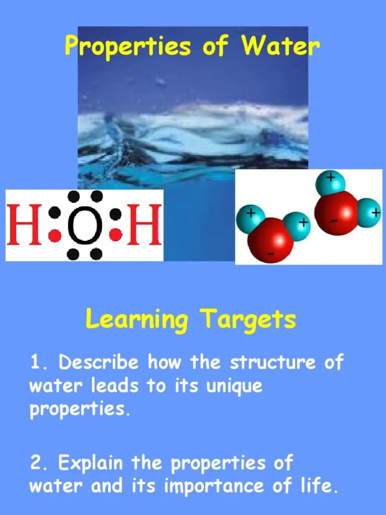 Properties of Water Notes PDF Water Properties Of Water