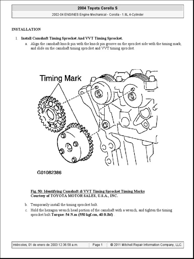 Cadena de Tiempo Corolla 1.8L 2002 Al 2004 | PDF | Belt (Mechanical