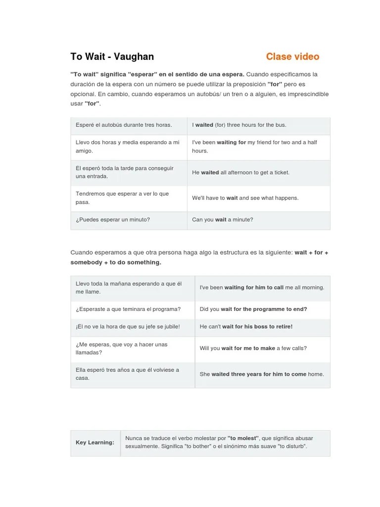 To Wait Meanings and Examples PDF