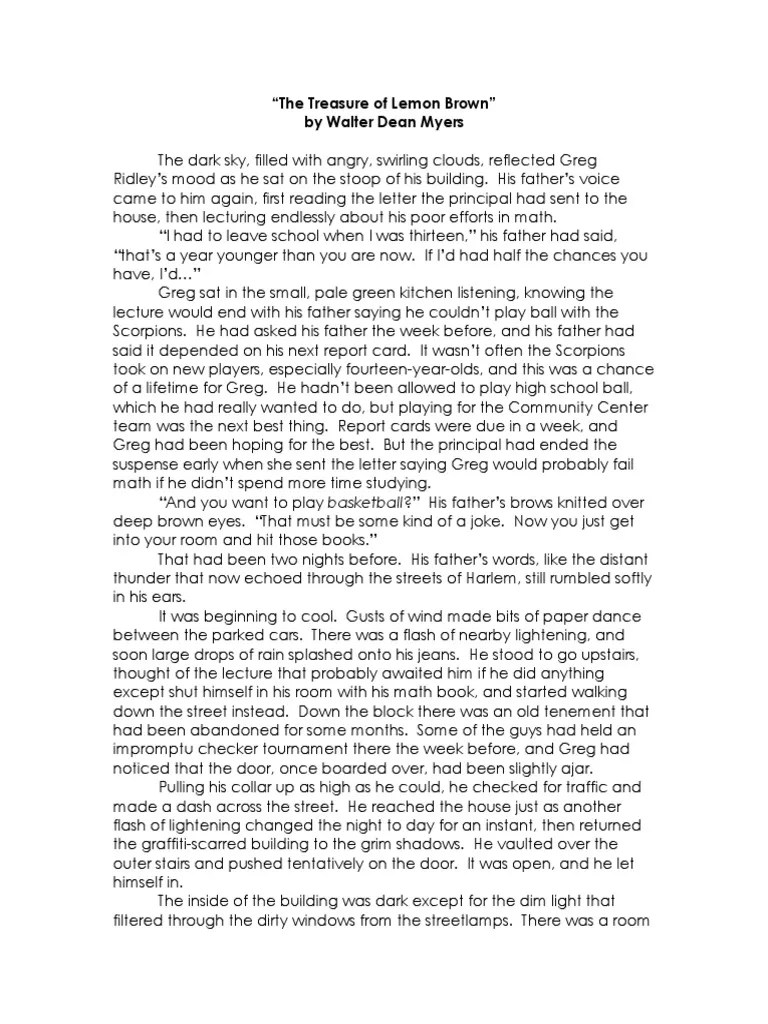 The Treasures of Lemon Brown Short Story PDF