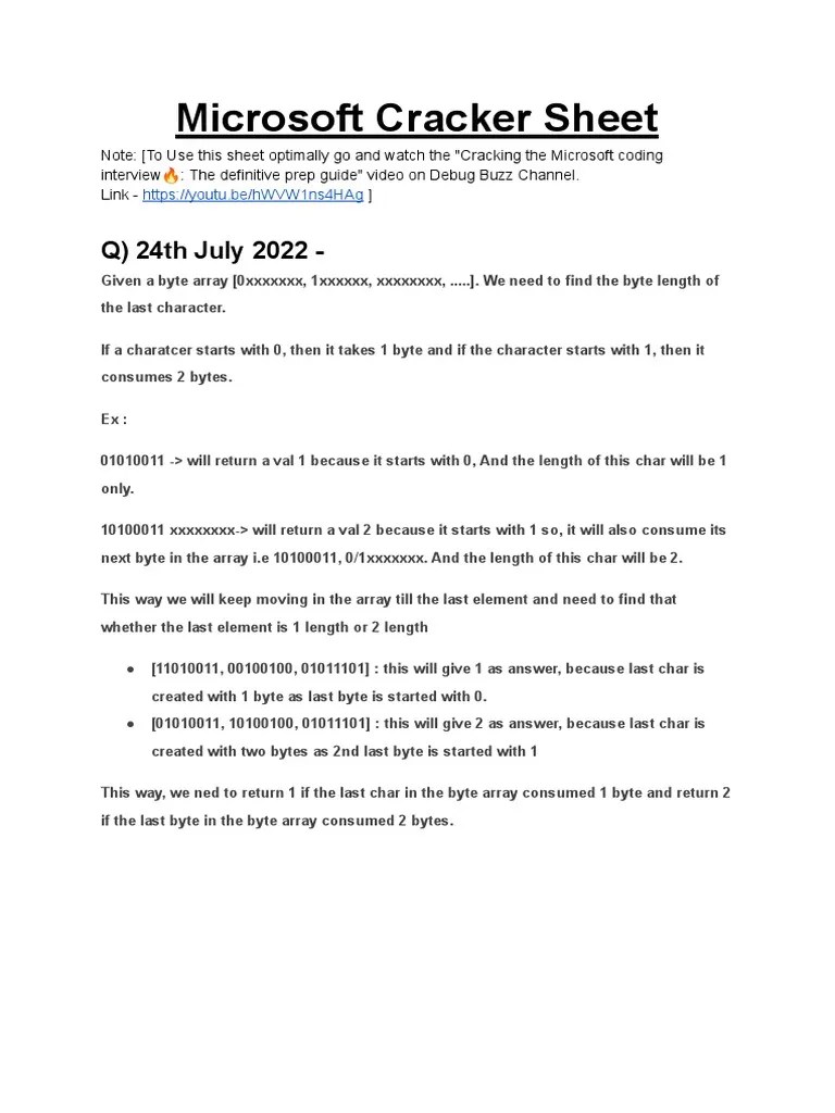 Microsoft Cracker Sheet PDF String Science) Integer