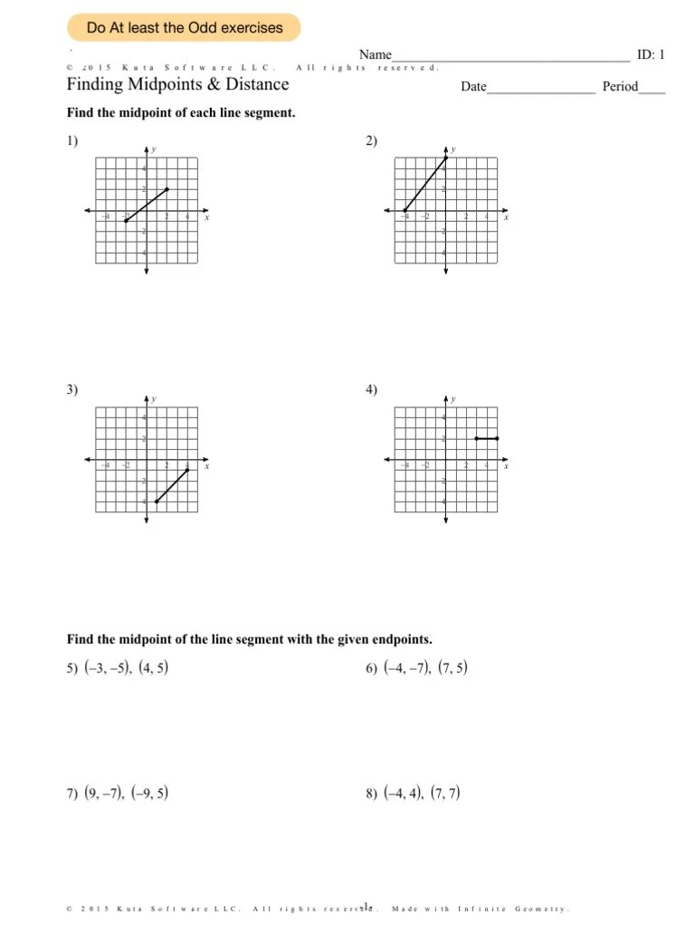 Finding Midpoints & Distance Find The Midpoint of Each Line Segment