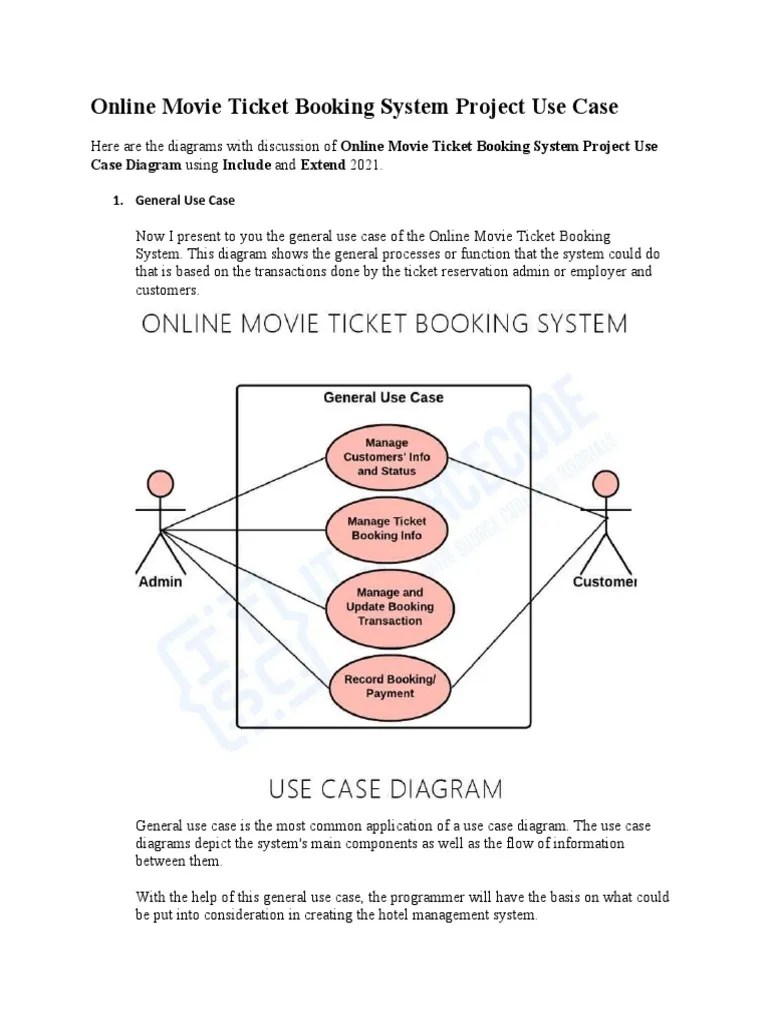 Online Movie Ticket Booking System Use Case Diagrams | PDF | Use Case