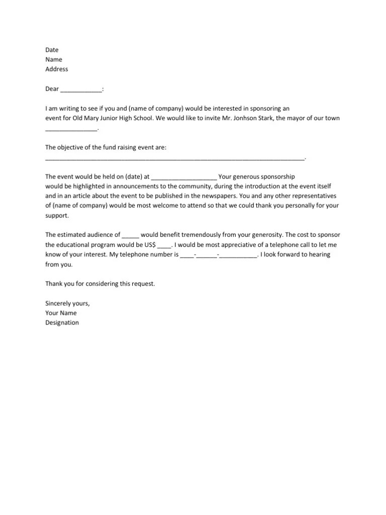 Sponsorship Letter