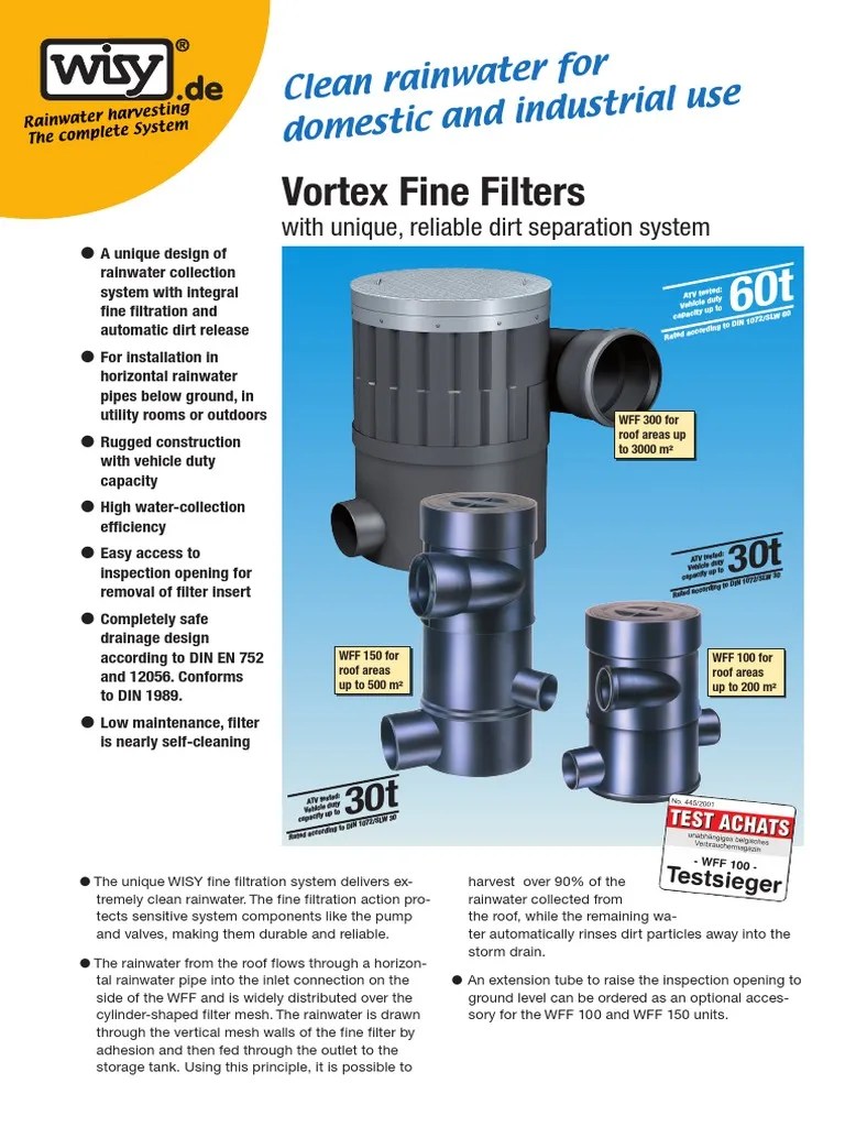 WISYVortex_Rainwater_Filter_flyers PDF Pipe (Fluid Conveyance) Filtration