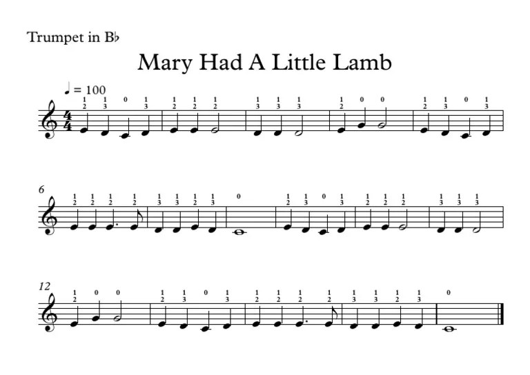 Mary Had A Little Lamb - Trumpet in BB | PDF