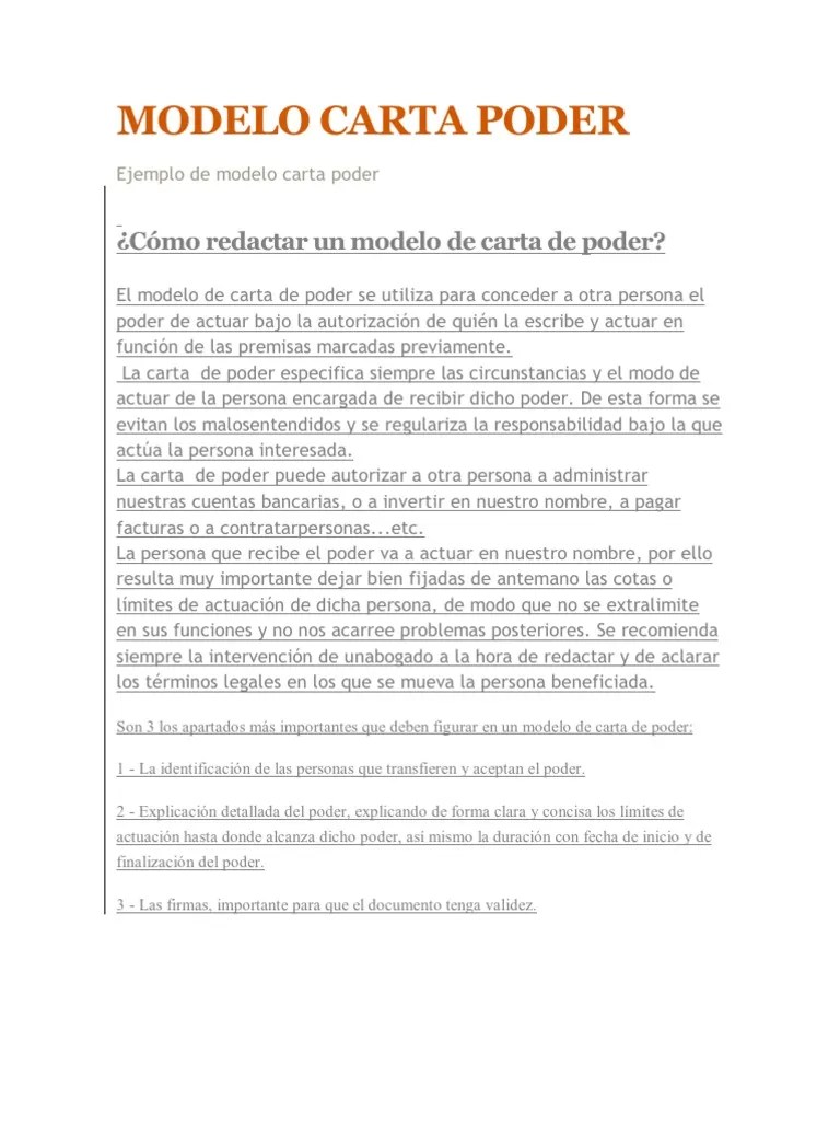 MODELO CARTA PODER