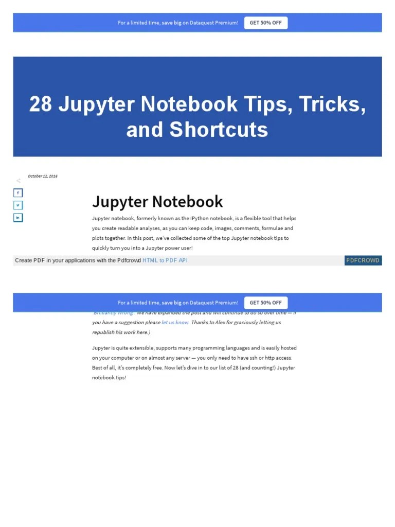 28 Jupyter Notebook Tips, Tricks, and Shortcuts PDF Computer
