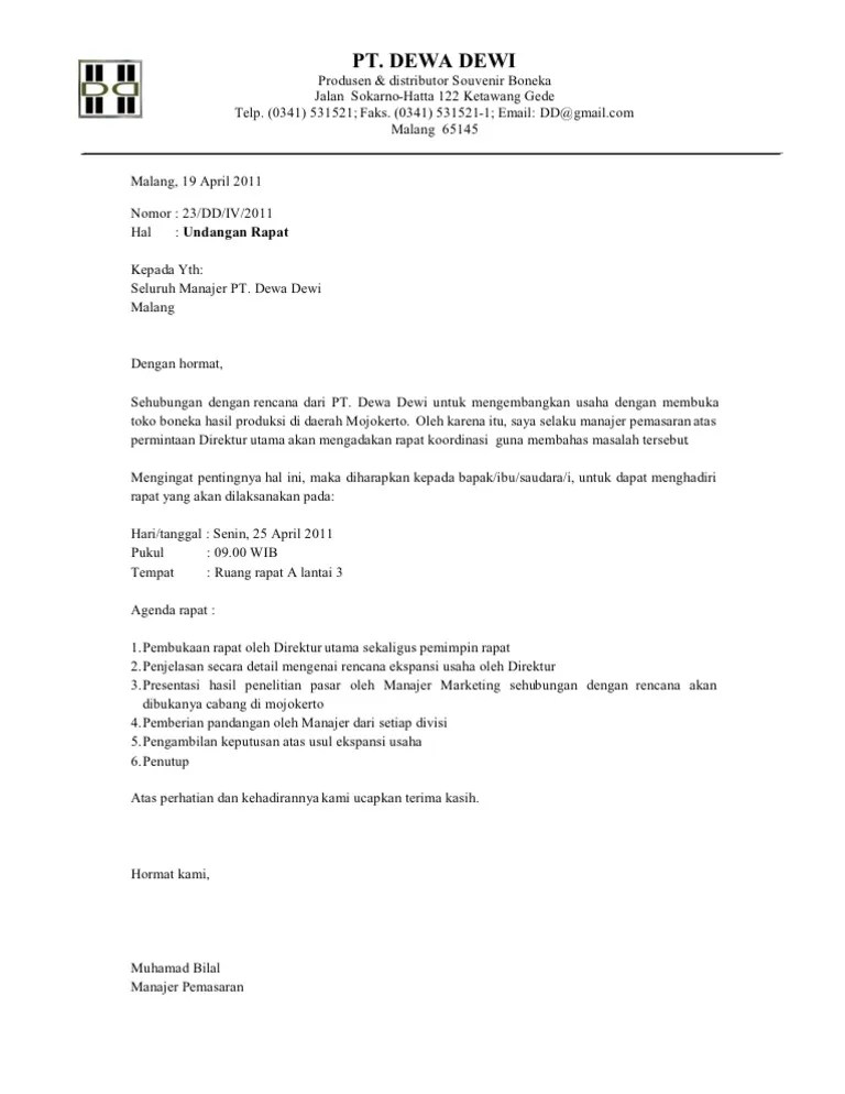 Contoh Surat Undangan Rapat | PDF