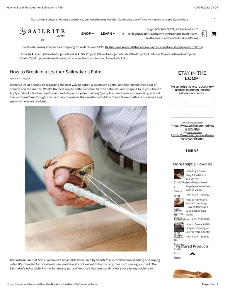 How To Break in A Leather Sailmaker's Palm PDF Leather Sewing