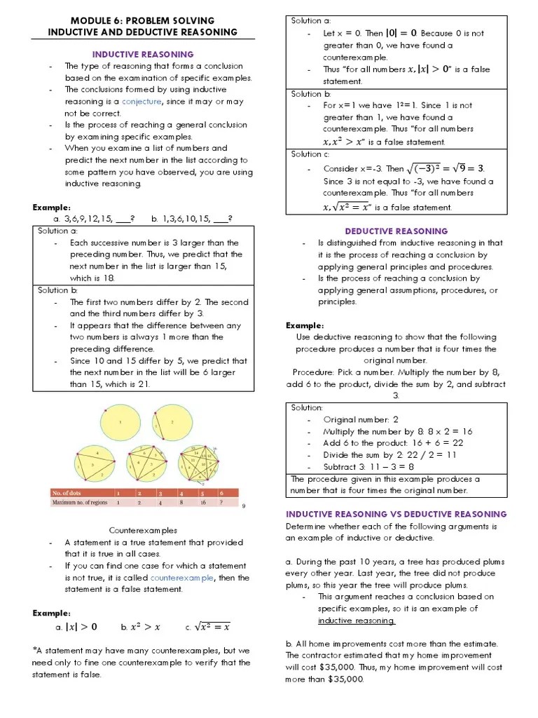 Module 6 Problem Solving Inductive and Deductive | PDF | Inductive