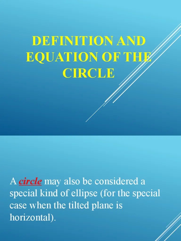 Equation of A Circle PDF Circle Equations