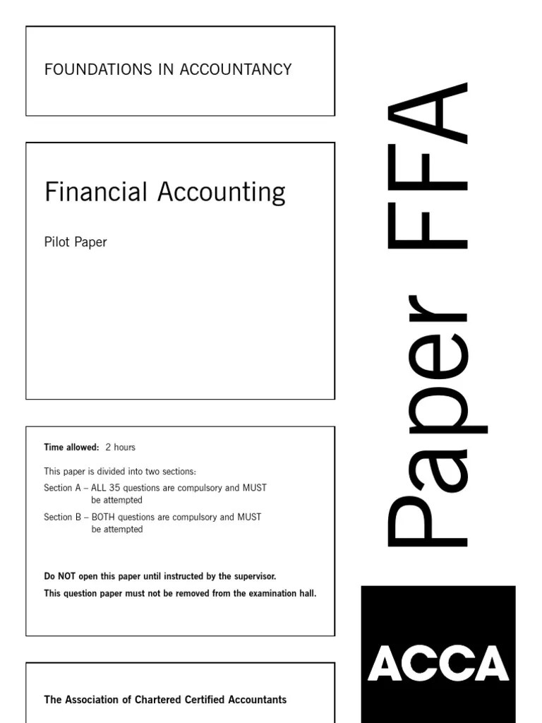 Ffa Past Paper 3(F3) Debits And Credits Bookkeeping