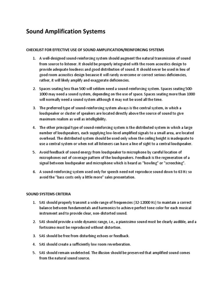 Sound Amplification Systems PDF Loudspeaker Amplifier