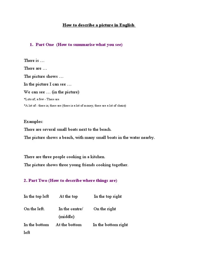 How To Describe A Picture in English PDF