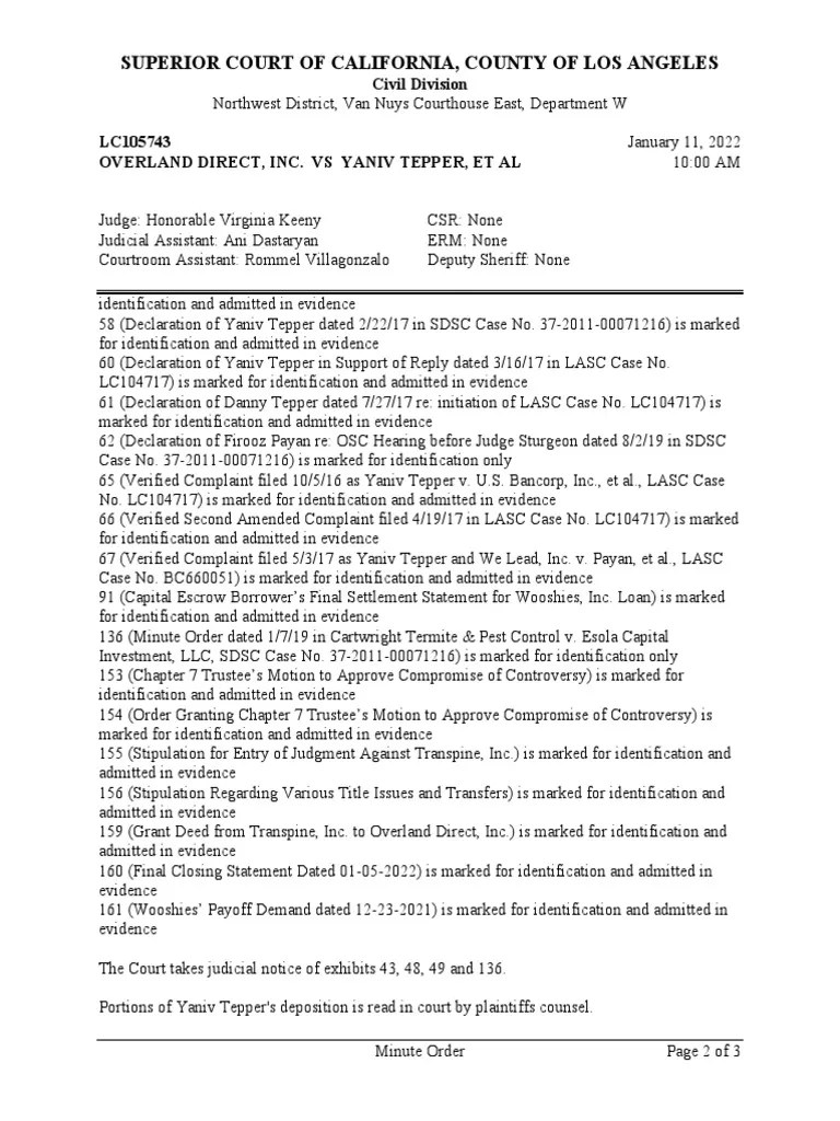 LASC Case LC105743 Minute Order PDF Complaint Separation Of Powers(01)