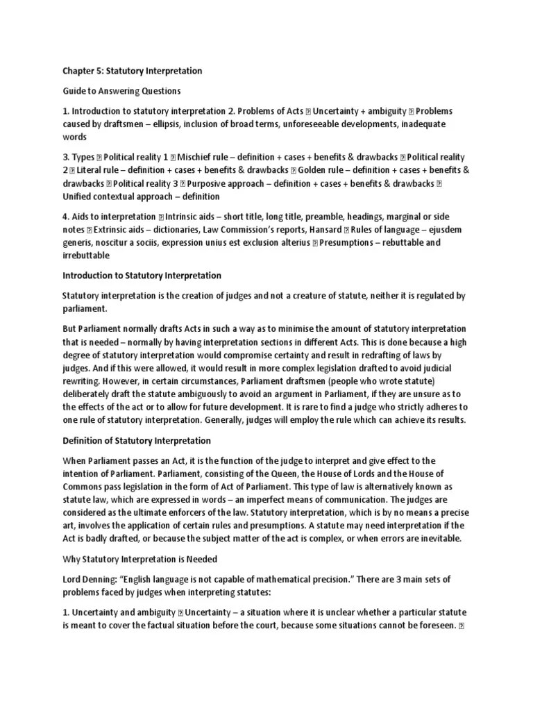 Statutory Interpretation PDF Statutory Interpretation Plain