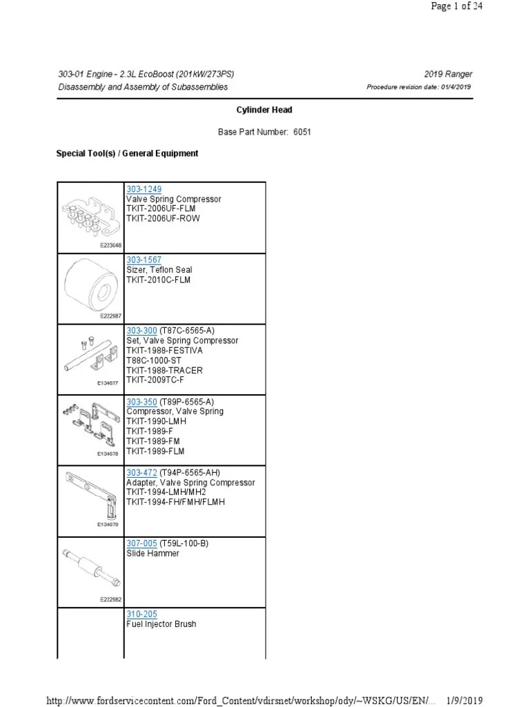 30301 2.3L EcoBoost Disassembly and Assembly of Subassemblies