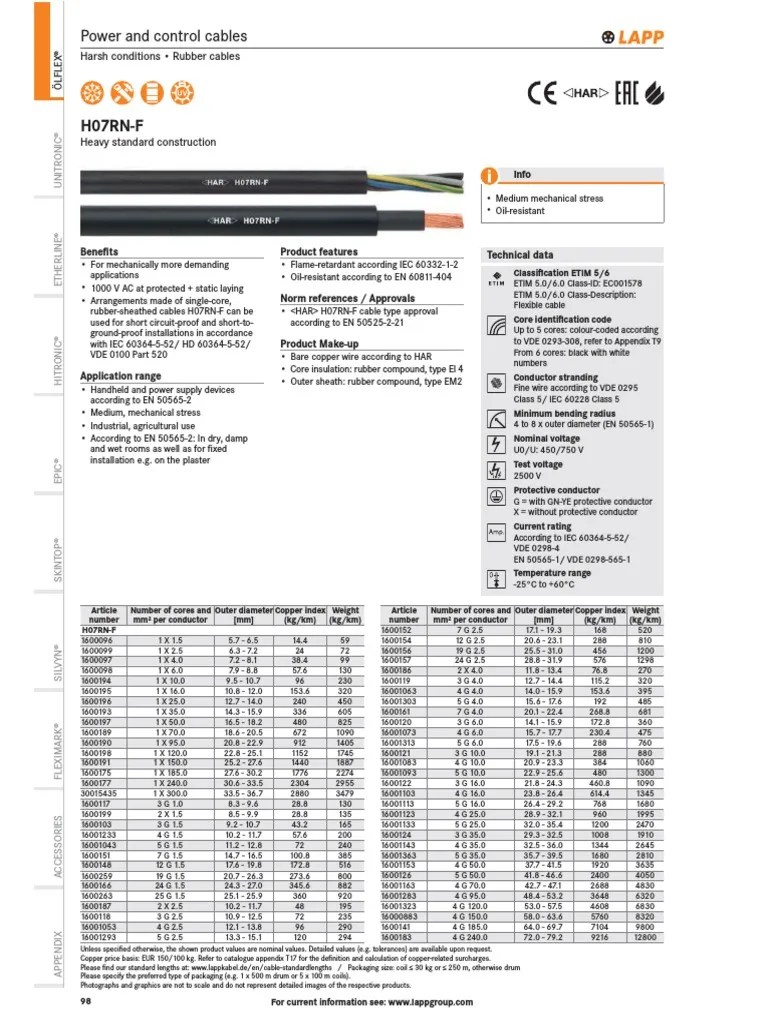 H07RN F | PDF | Building Engineering | Components