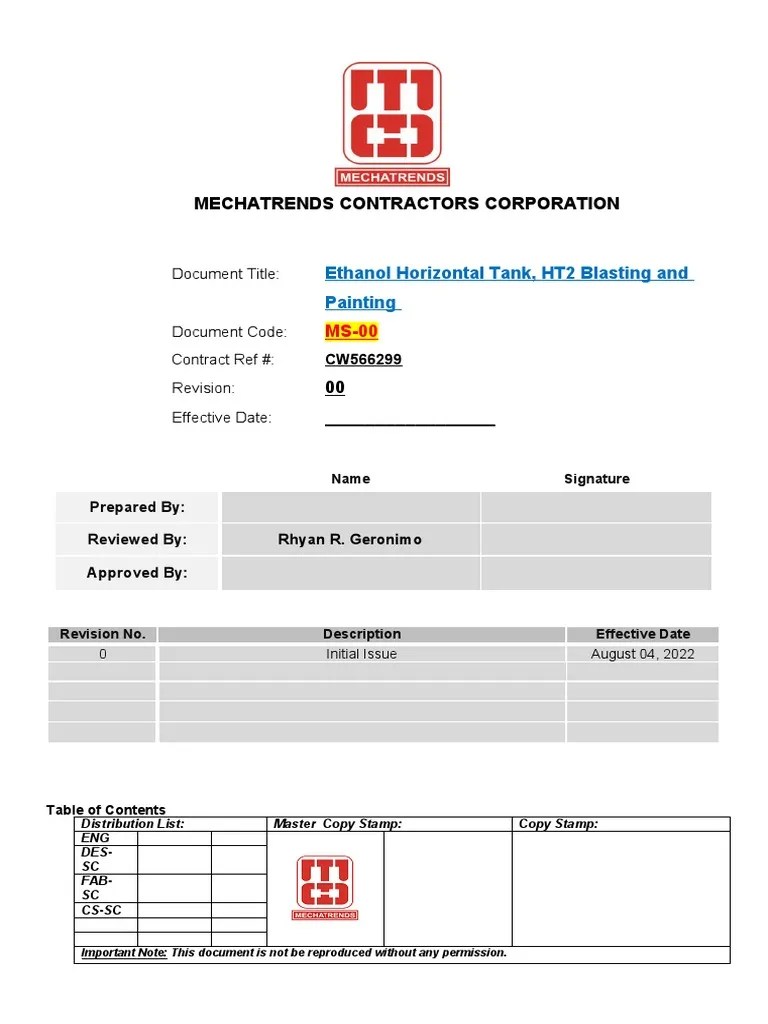 Blasting and Painting Procedure PDF Personal Protective Equipment