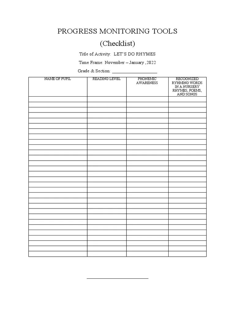 PROGRESSMONITORINGTOOLS (Filipino) PDF Syllable Rhyme