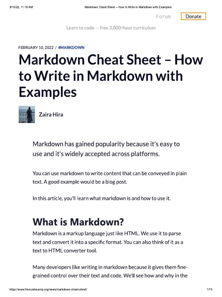 Markdown Cheat Sheet How To Write in Markdown With Examples PDF