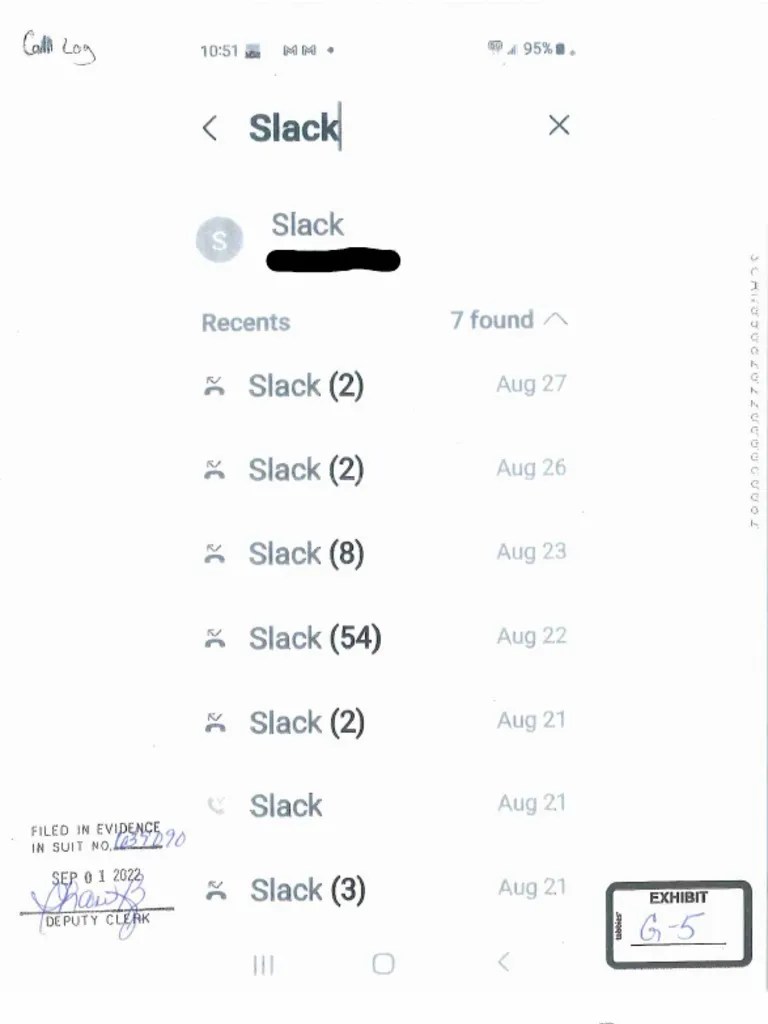 Caddo District Court Records of Logs of Melvin Slack's Calls PDF