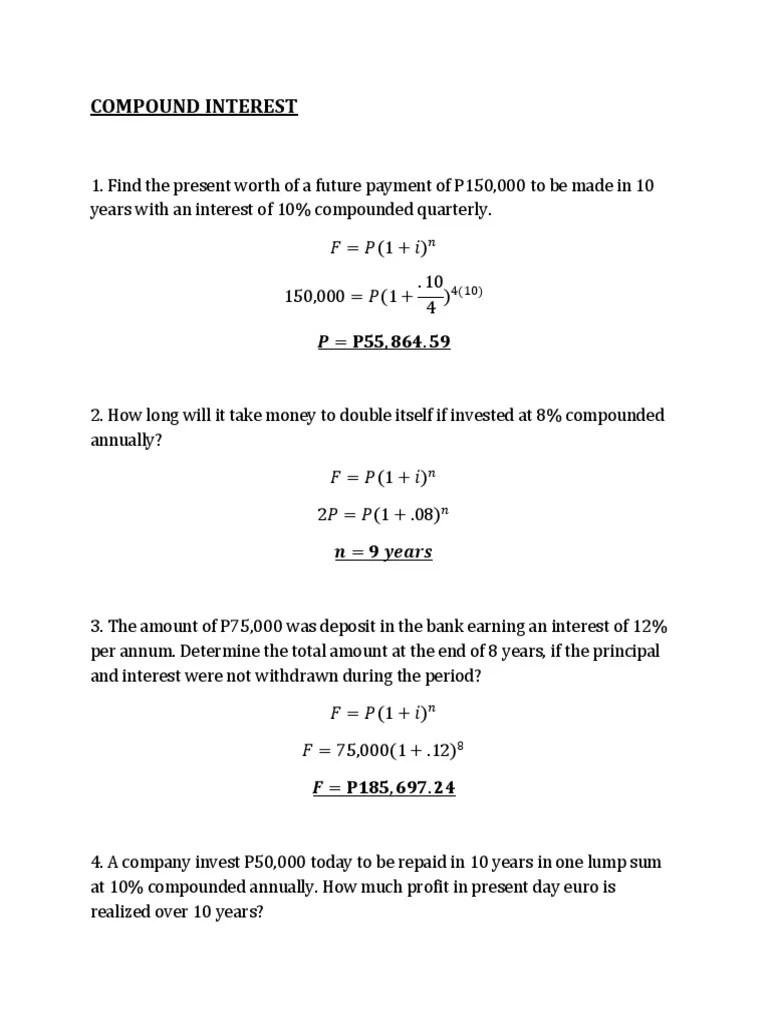 Handout 3.1 COMPOUND INTEREST Solved Problems PDF