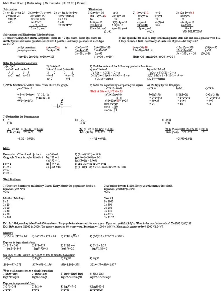 Cheat Sheet Maths General Discrete Mathematics Algebra