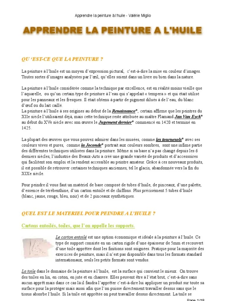 Apprendre La Peinture A L Huile
