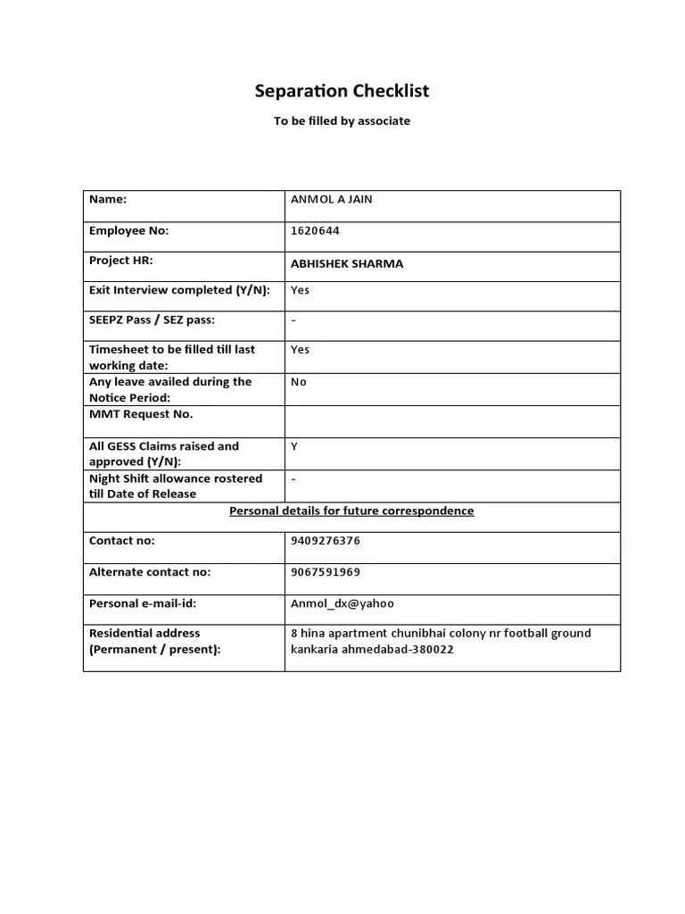 1 Separation Checklist PDF