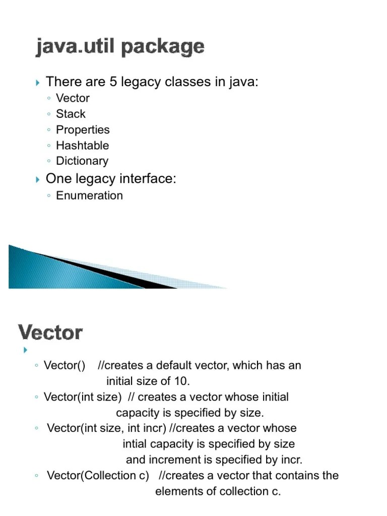 There Are 5 Legacy Classes in Java 9ector Stack Properties Hashtable