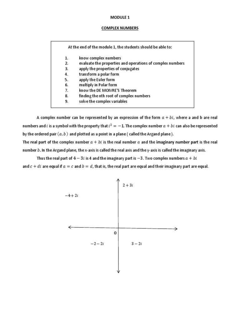 Complex Number PDF Complex Number Quadratic Equation