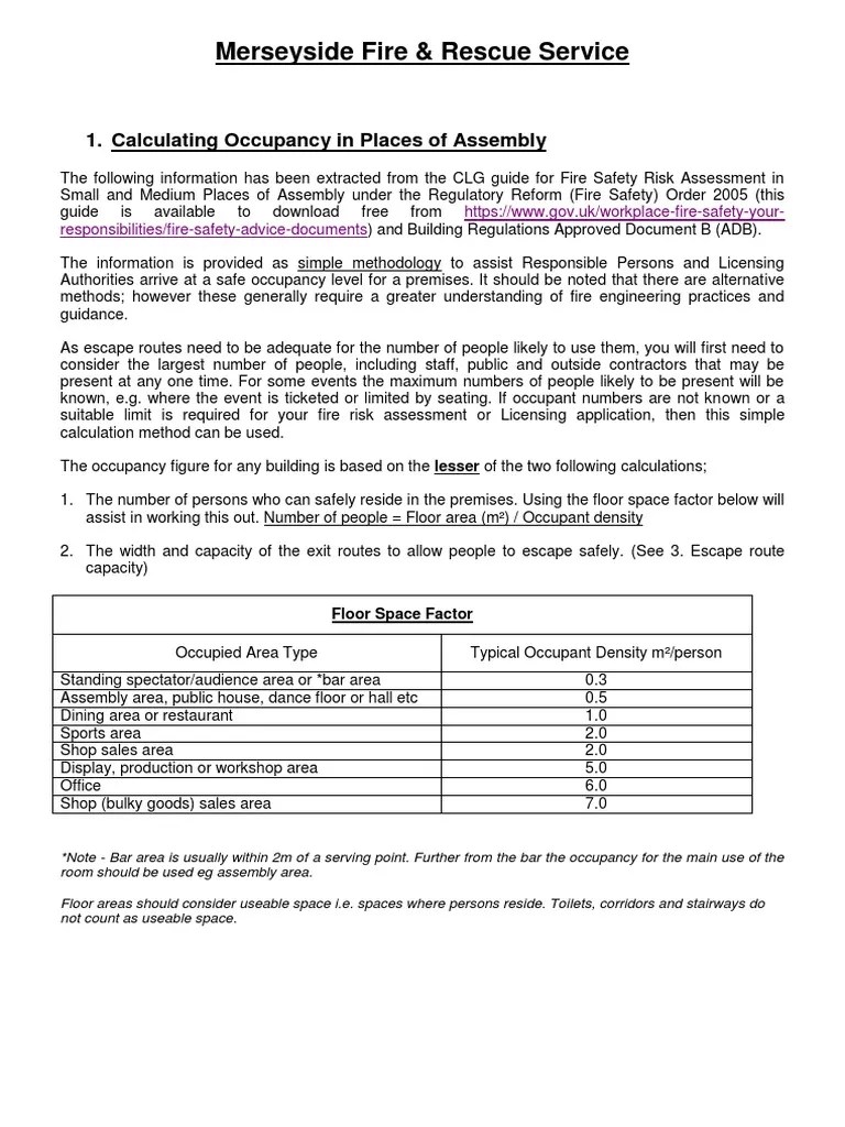 Calculating Occupancy Assembly Buildings GT PDF Stairs Safety