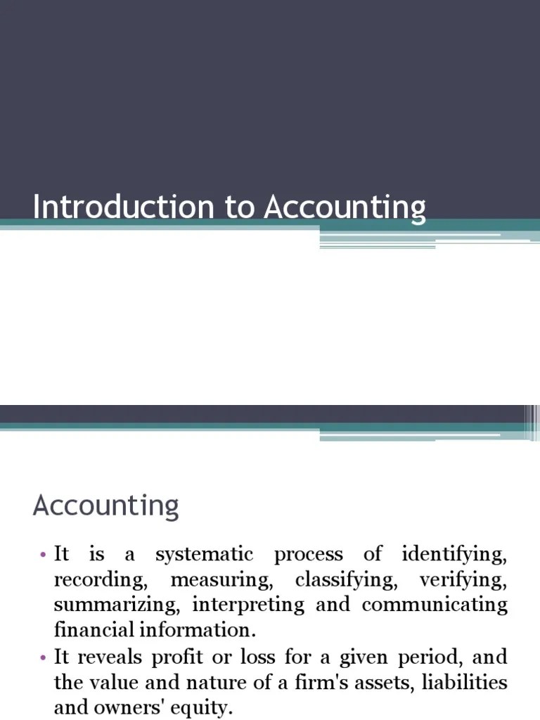 Introduction To Accounting PDF Going Concern Accounting