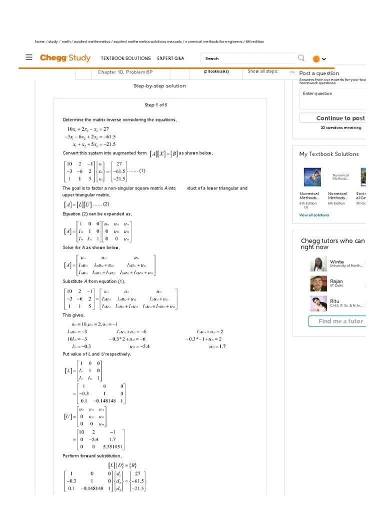 ch10p6 PDF Matrix (Mathematics) Numerical Analysis