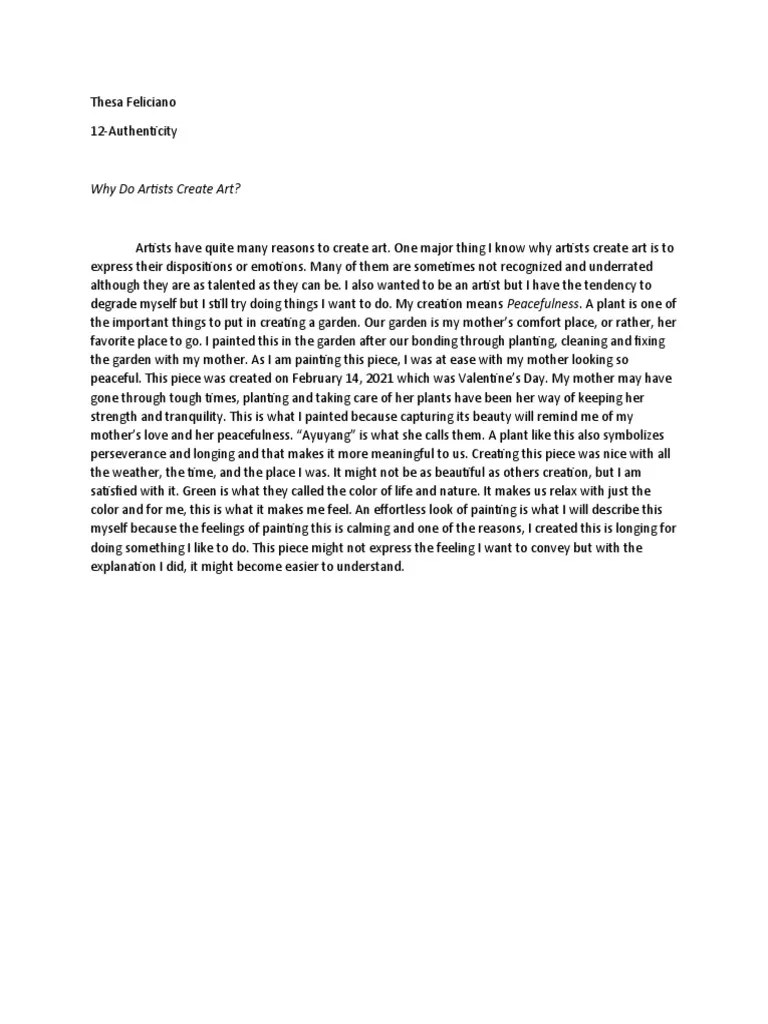 Why Do Artists Create Art PDF