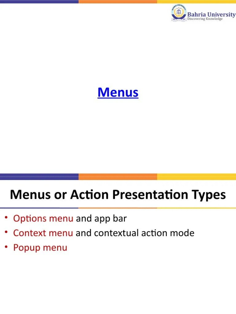 Lecture13 Menus PDF Menu Mobile App