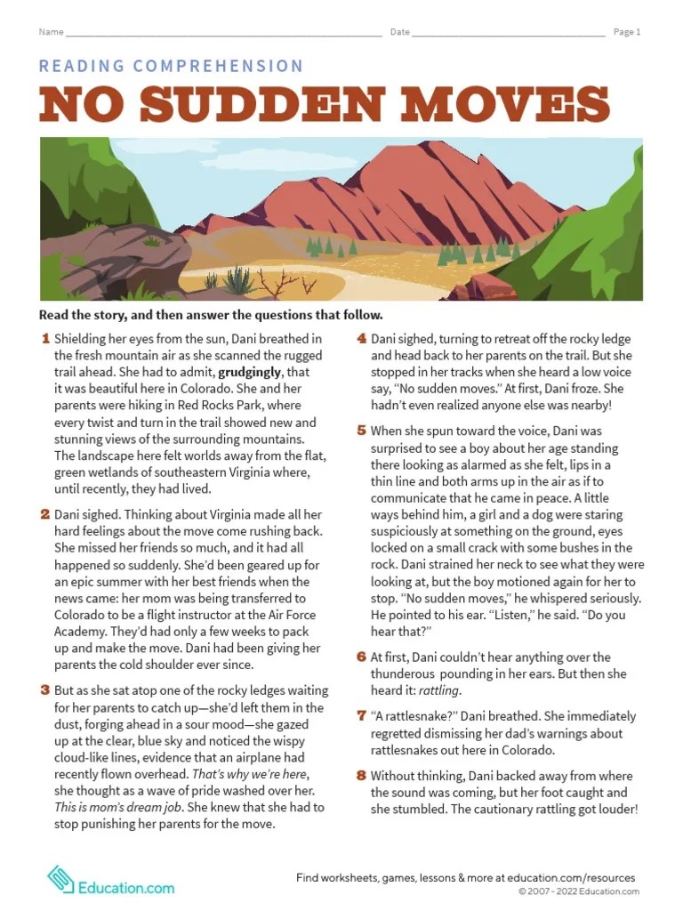 Reading Comprehension No Sudden Moves PDF