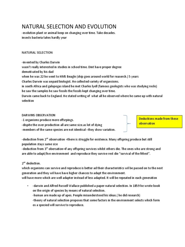 NATURAL SELECTION AND EVOLUTIONbiology PDF Natural Selection