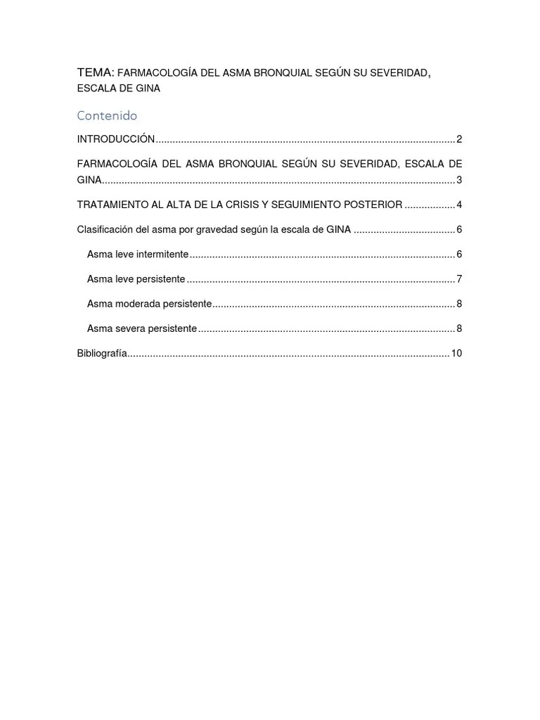 Farmacologia Del Asma y Escala de GINA PDF Asma Alergia