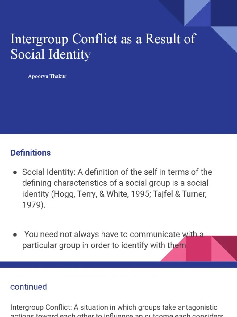 Social Identity and Intergroup Conflict PDF Identity (Social