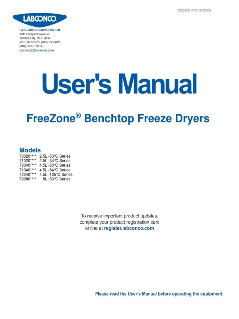 Labconco 7343000 Rev H Benchtop Freeze Dryers PDF Freeze Drying