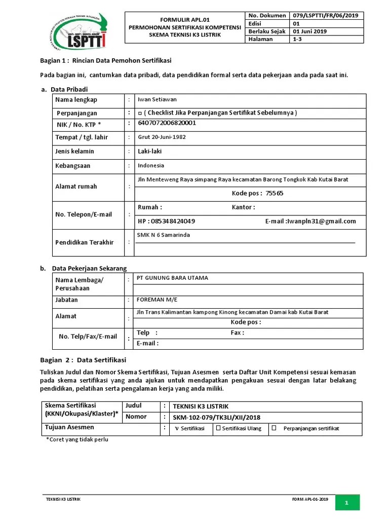 Form FR Apl01 Oklek PDF