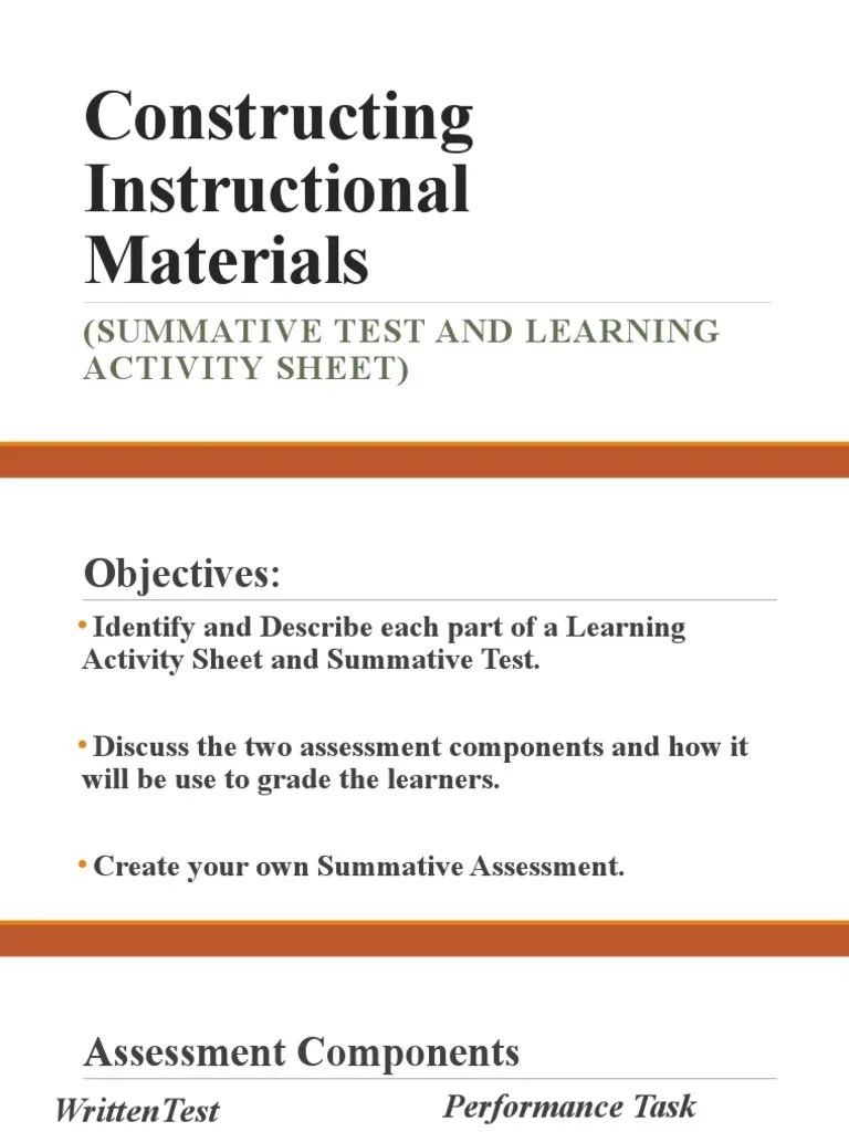 Constructing Instructional Materials PDF Educational Assessment