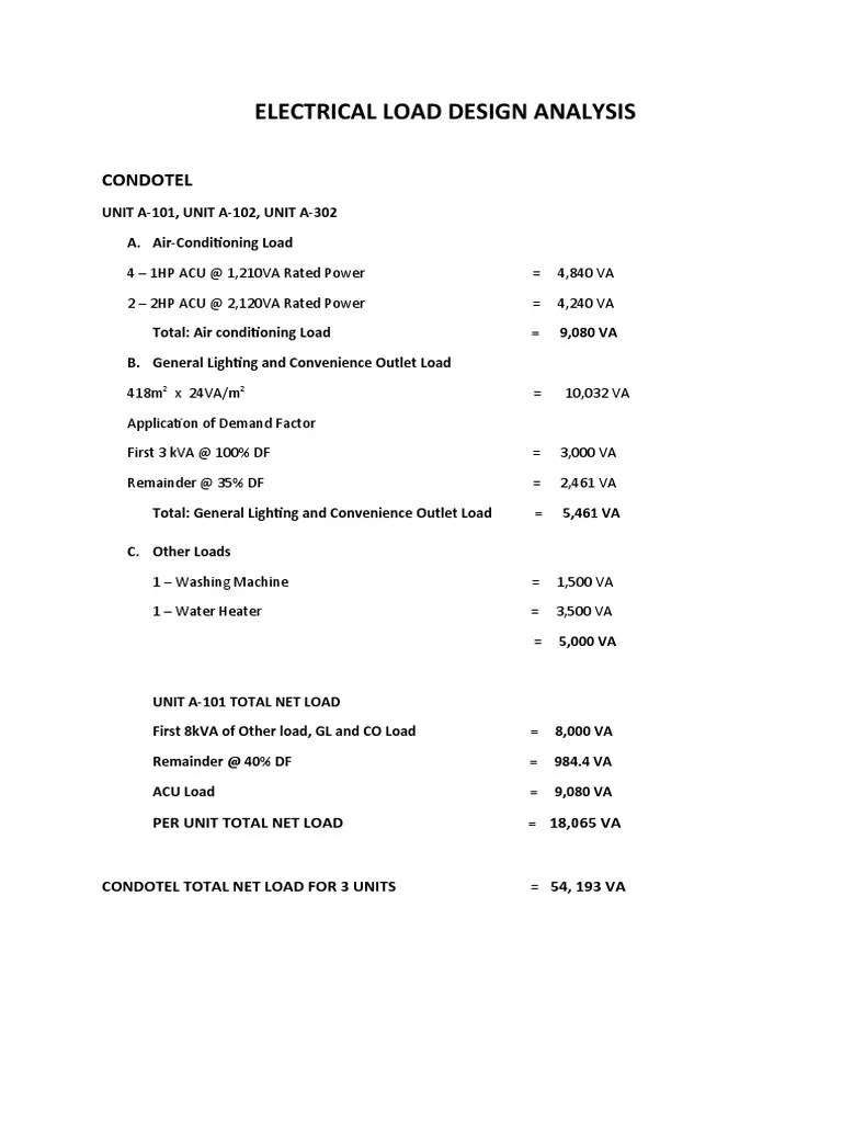 Electrical Load Analysis Draft PDF Engineering Physical Quantities