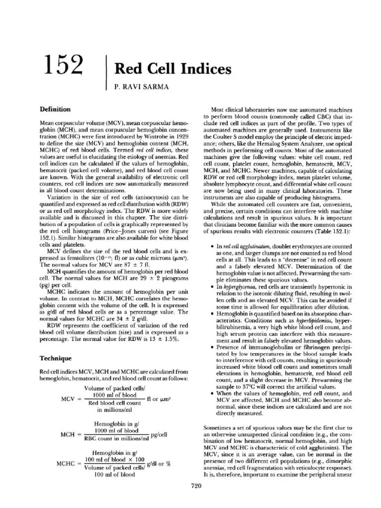 Understanding Red Cell Indices A Guide to the Meaning and Measurement of MCV, MCH, MCHC, RDW