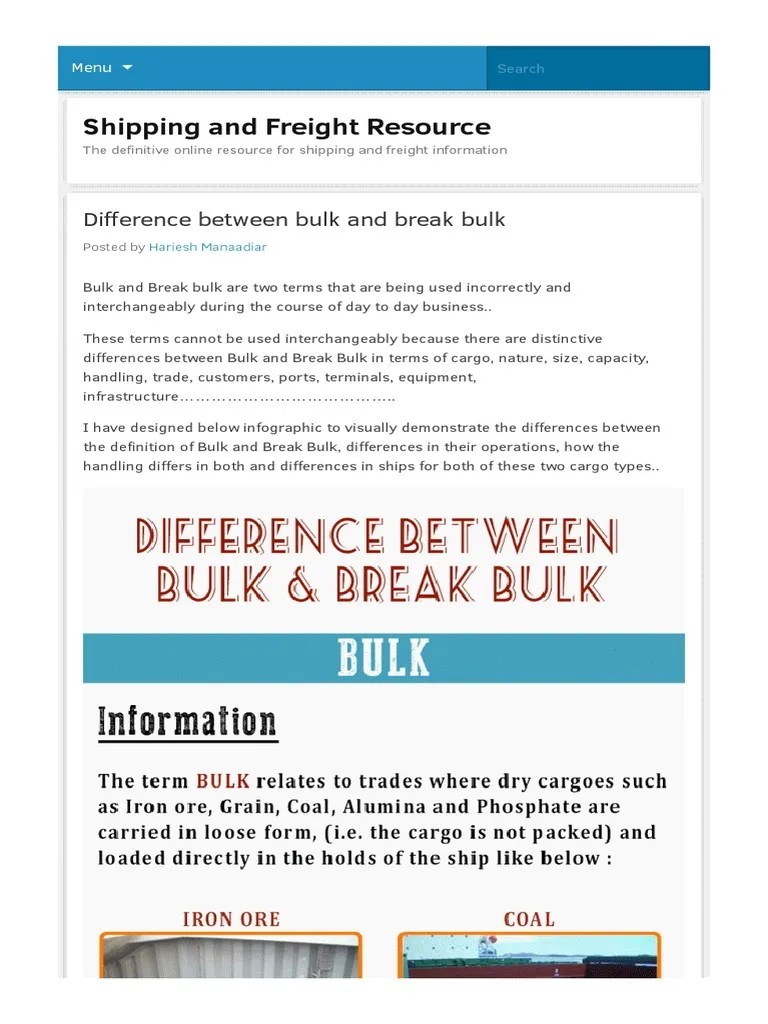 Difference Between Bulk and Break Bulk PDF Cargo Freight Transport